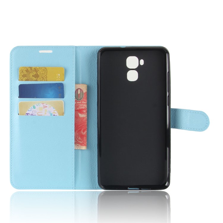 Crazy Horse Cell Phone Leather Wallet Case for Oukitel U16 Max - Baby Blue-3