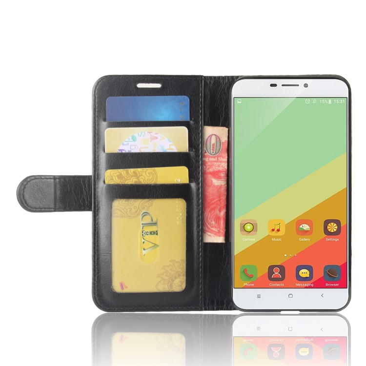 Crazy Horse Leather Wallet Case for Oukitel U20 Plus - Black-6