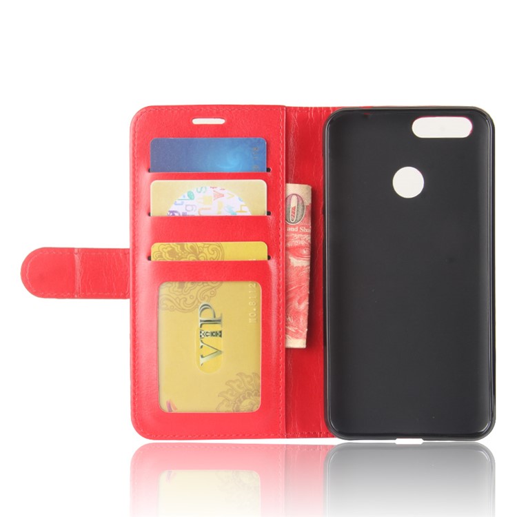 Crazy Horse Cell Phone Leather Wallet Case for Oukitel U20 Plus - Red-5