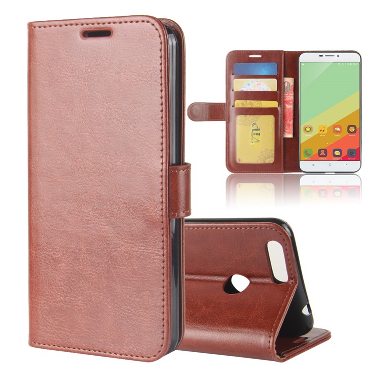 Crazy Horse Wallet Leather Stand Case for Oukitel U20 Plus - Brown-1