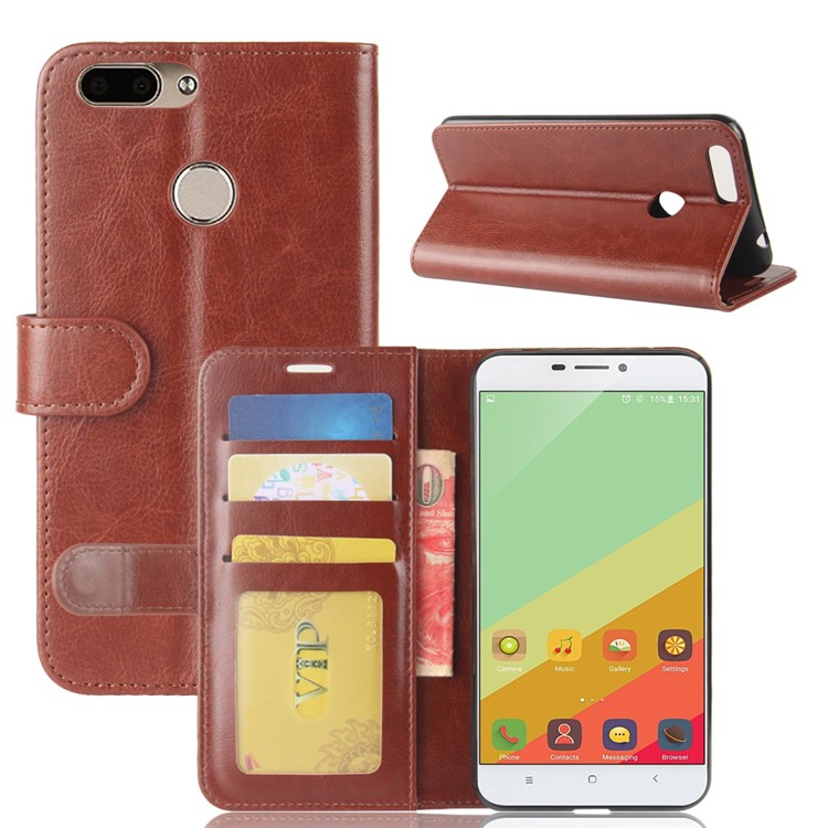 Crazy Horse Wallet Leather Stand Case for Oukitel U20 Plus - Brown-2