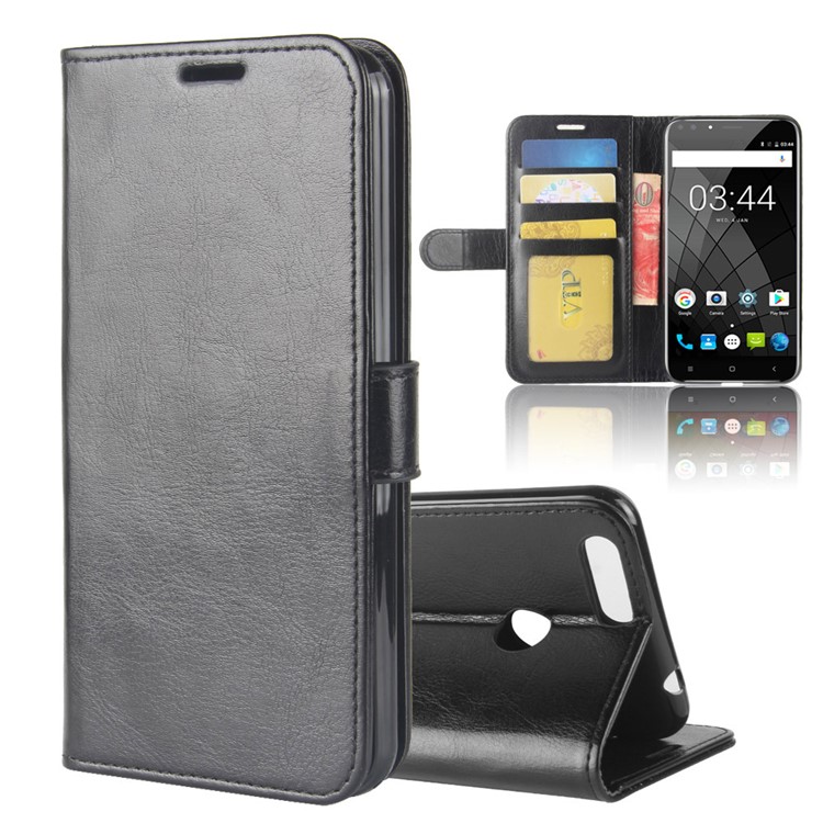 Crazy Horse Wallet Leather Stand Case for Oukitel U22 - Black-1