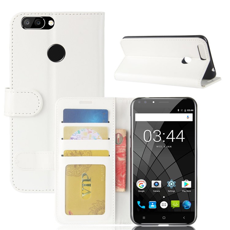 Crazy Horse Wallet Leather Stand Cover for Oukitel U22 - White-2