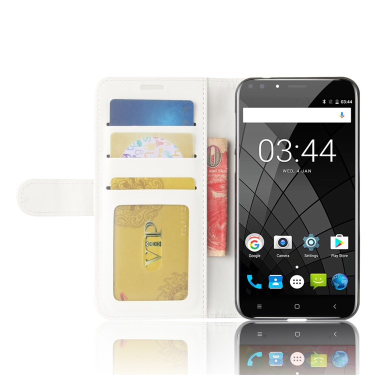 Crazy Horse Wallet Leather Stand Cover for Oukitel U22 - White-6