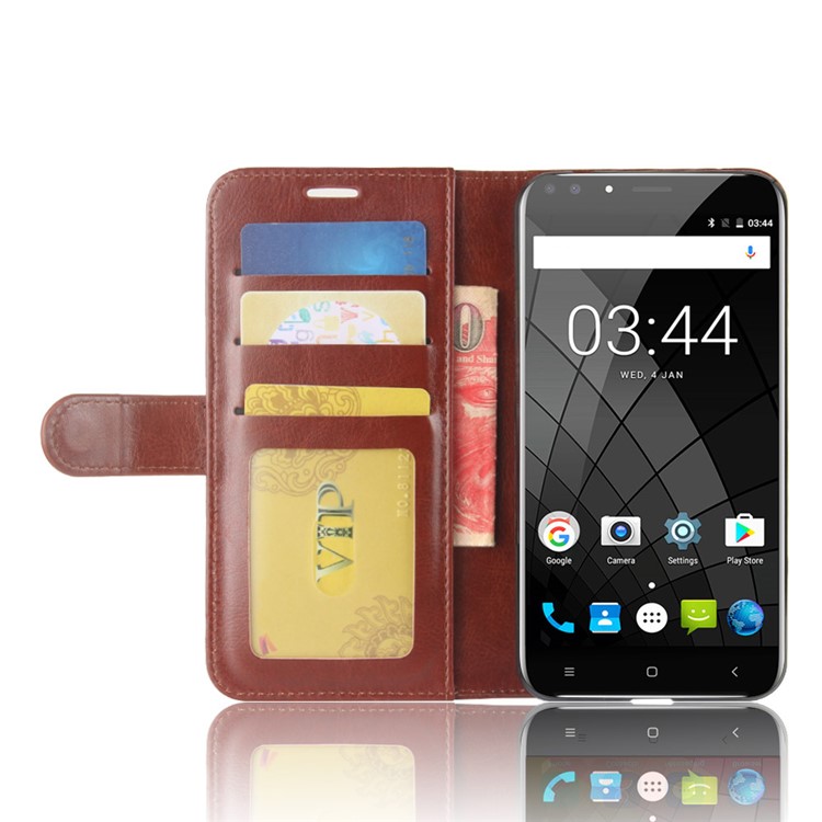 Crazy Horse Wallet Leather Protection Case for Oukitel U22 - Brown-6