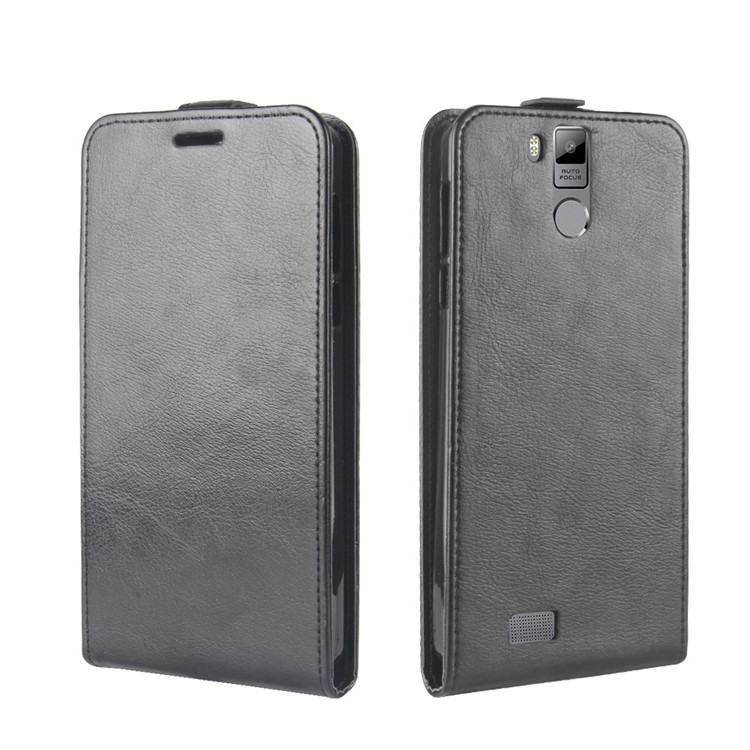 Crazy Horse Texture Vertical Flip Card Holder Leather Phone Case for Oukitel K6000 Pro - Black-4