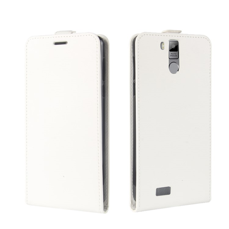 Crazy Horse Texture Vertical Flip Card Holder Leather Phone Cover for Oukitel K6000 Pro - White-4