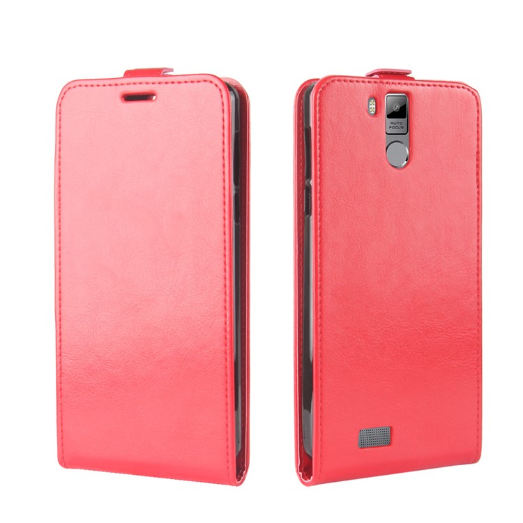 Crazy Horse Texture Vertical Flip Leather Cellphone Cover for Oukitel K6000 Pro - Red-4