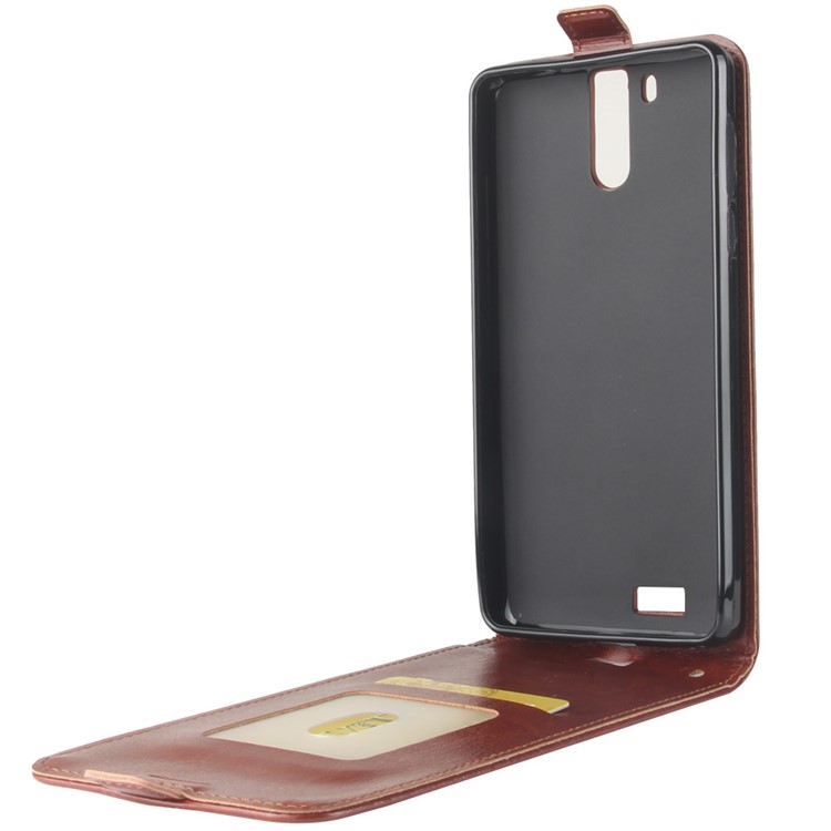Crazy Horse Texture Vertical Flip Leather Mobile Casing for Oukitel K6000 Pro - Brown-9