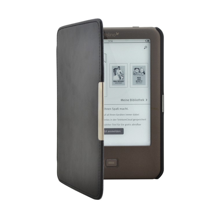 Crazy Horse PU Leather Protective Case for Tolino Shine - Black-4