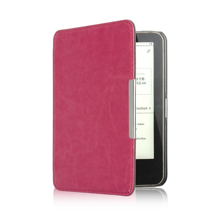 Crazy Horse Folio Flip PU Leather Case for Tolino Vision 4/3/2/1 - Rose-3