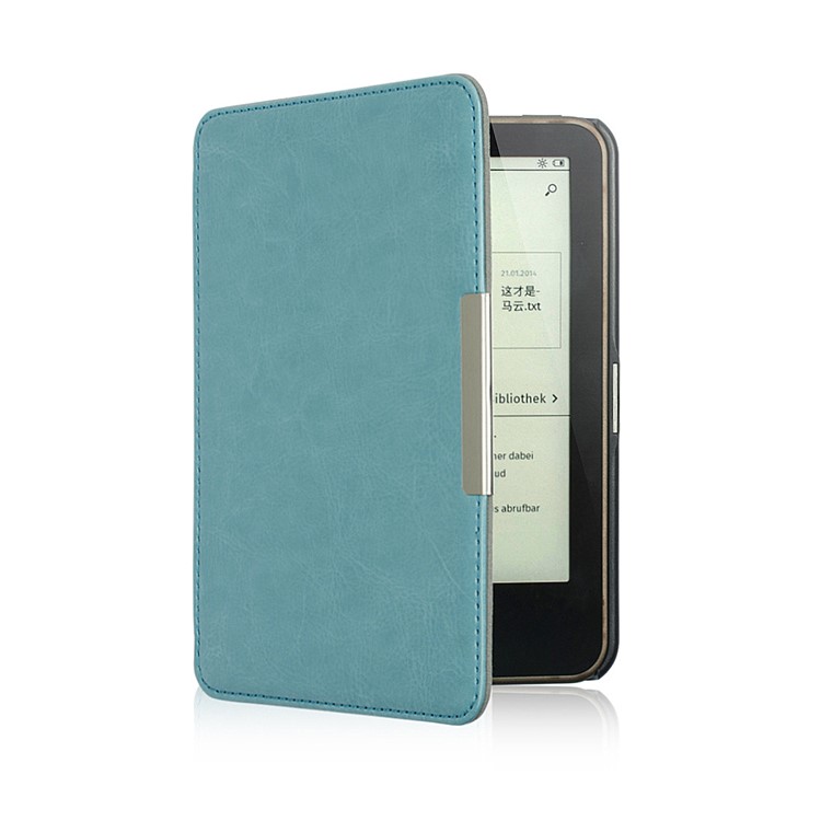 Crazy Horse Folio Flip PU Leather Cover for Tolino Vision 4/3/2/1 - Baby Blue-3