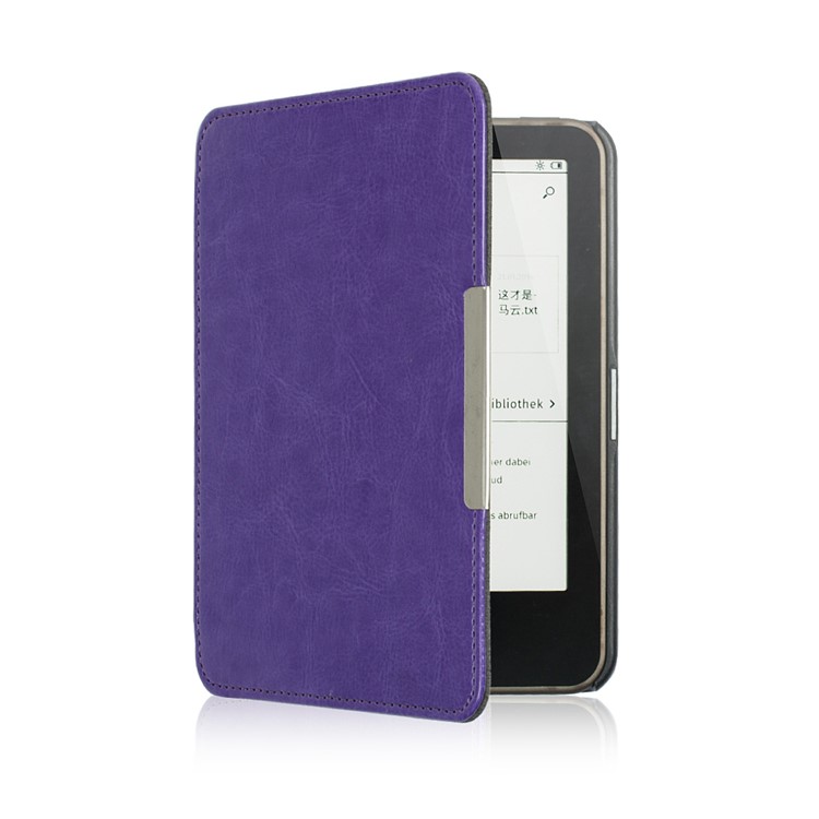 Crazy Horse PU Leather Flip Case Cover for Tolino Vision 4/3/2/1 - Purple-4