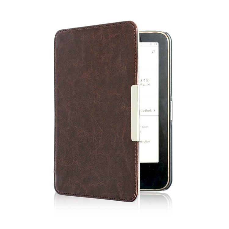 Crazy Horse PU Leather Flip Case Shell for Tolino Vision 4/3/2/1 - Coffee-3