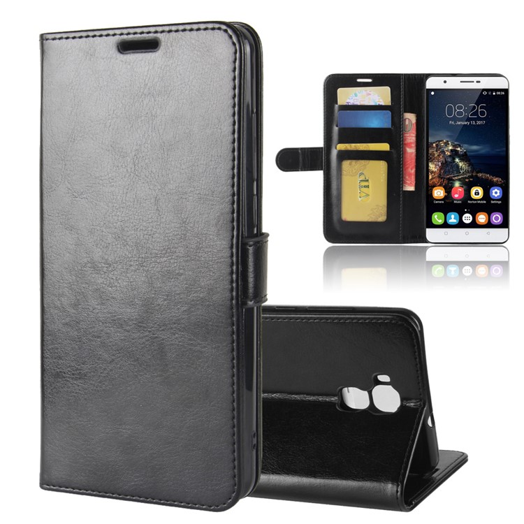 Crazy Horse Texture Wallet Stand Leather Phone Case for Oukitel U16 Max - Black-1