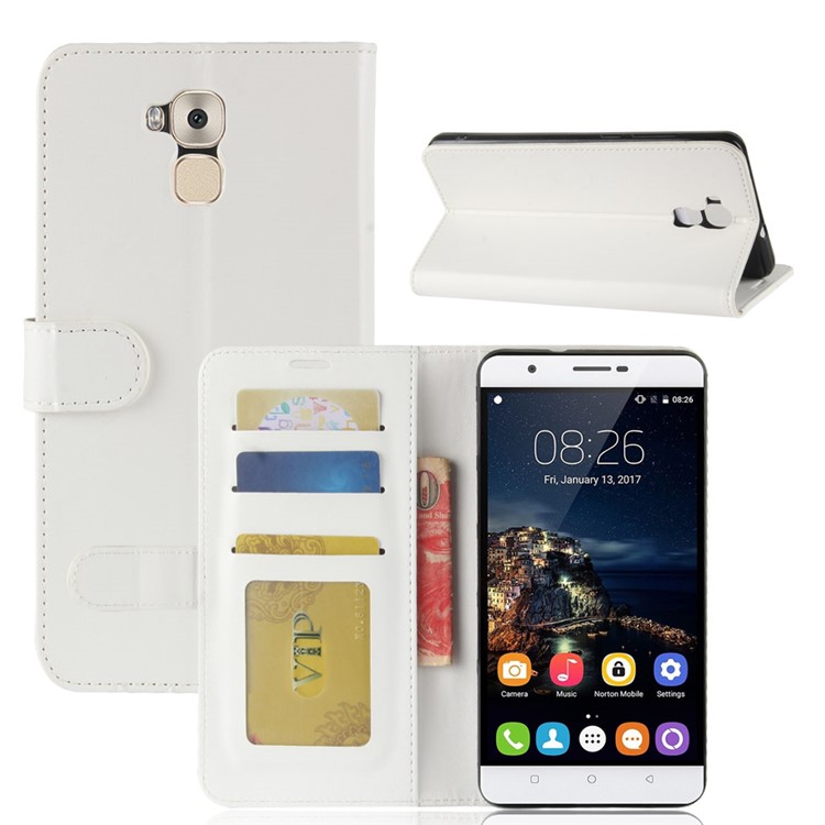 Crazy Horse Texture Wallet Stand Leather Phone Cover for Oukitel U16 Max - White-8