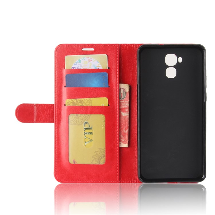 Crazy Horse Texture Wallet Stand Leather Phone Shell for Oukitel U16 Max - Red-4