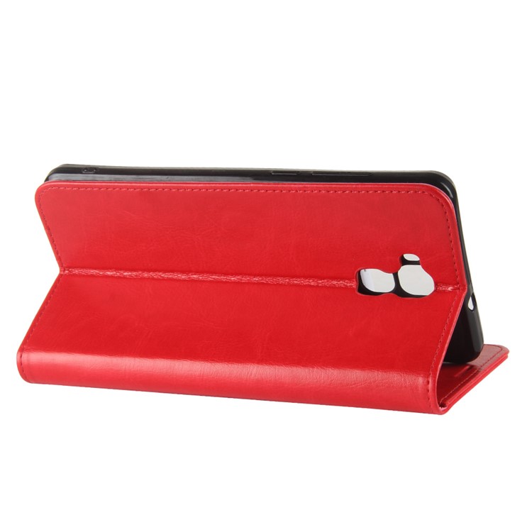 Crazy Horse Texture Wallet Stand Leather Phone Shell for Oukitel U16 Max - Red-6