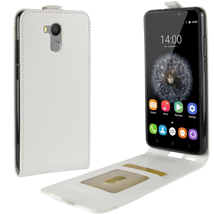 Crazy Horse Vertical Leather Card Holder Cover for Oukitel U15 Pro - White-1