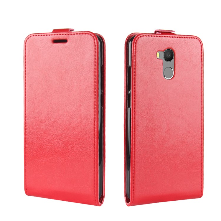 Crazy Horse Vertical Leather Case with Card Slot for Oukitel U15 Pro - Red-4