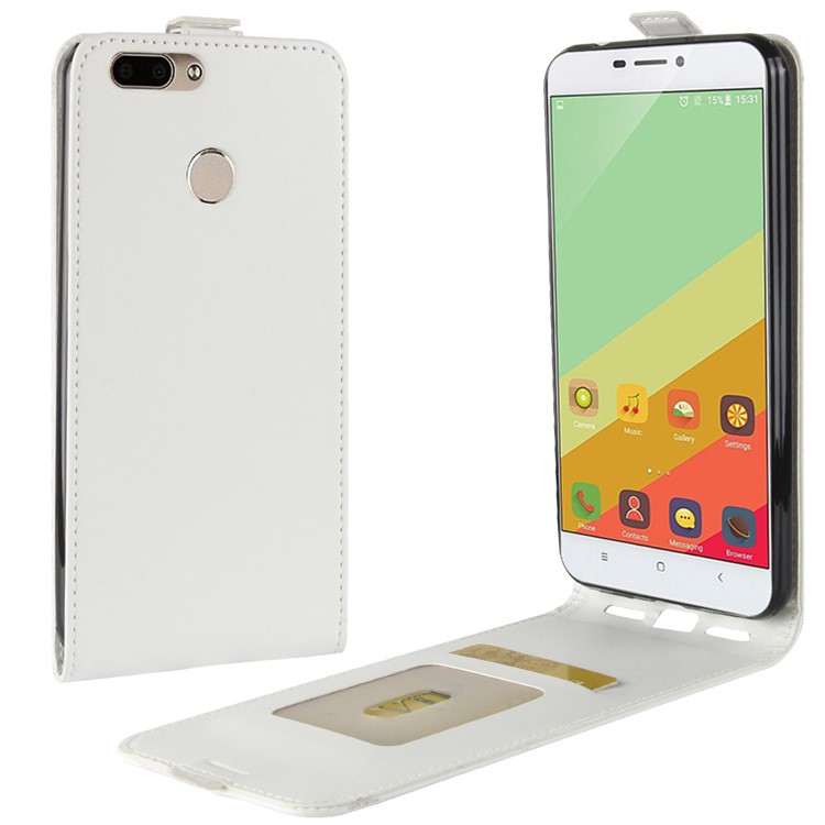 Crazy Horse Texture Vertical Flip Leather Card Holder Mobile Cover for Oukitel U20 Plus - White-1