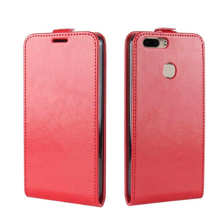 Crazy Horse Texture Vertical Flip Leather Card Holder Mobile Shell for Oukitel U20 Plus - Red-4