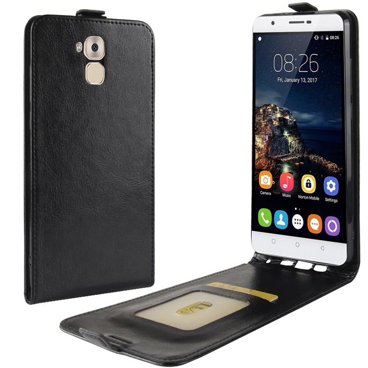 Crazy Horse Texture Vertical Flip Leather Case with Card Slot for Oukitel U16 Max - Black-1