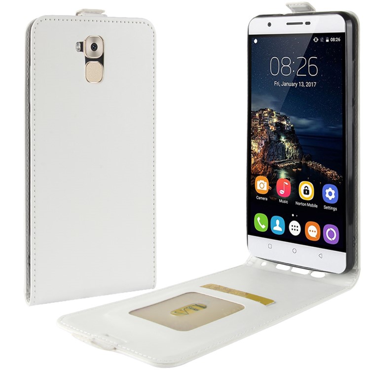 Crazy Horse Texture Vertical Flip Leather Cover with Card Slot for Oukitel U16 Max - White-1