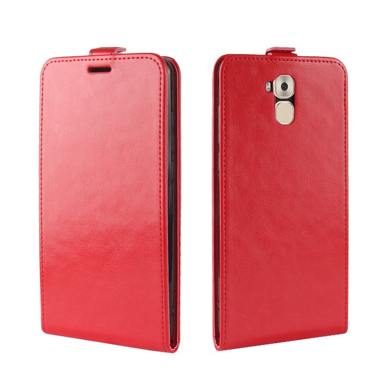 Crazy Horse Texture Vertical Flip Leather Shell with Card Slot for Oukitel U16 Max - Red-4
