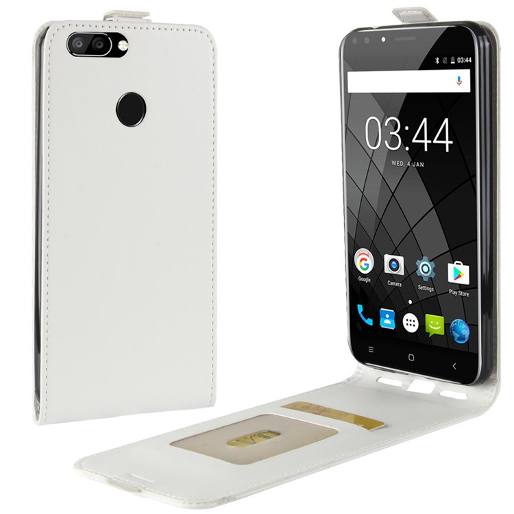 Crazy Horse Vertical Leather Card Holder Shell for Oukitel U22 - White-1