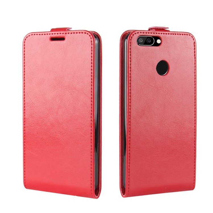 Crazy Horse Cell Phone Leather Vertical Case for Oukitel U22 - Red-4