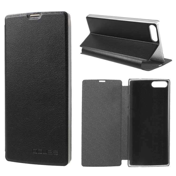 OCUBE PU Leather Flip Stand Cell Phone Case for HomTom S9 Plus - Black-1