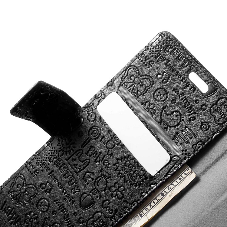 Cartoon Graffiti Flip Leather Wallet Stand Case for Wileyfox Spark X - Black-6
