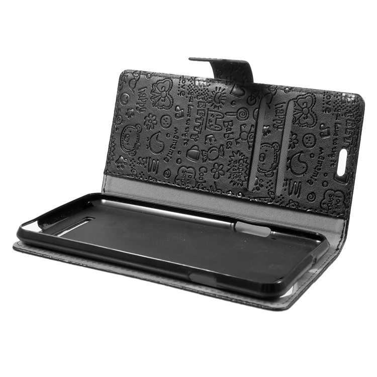 Cartoon Graffiti Flip Leather Wallet Stand Case for Wileyfox Spark X - Black-7