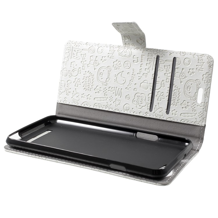 Cartoon Graffiti Flip Leather Wallet Stand Cover for Wileyfox Spark X - White-5