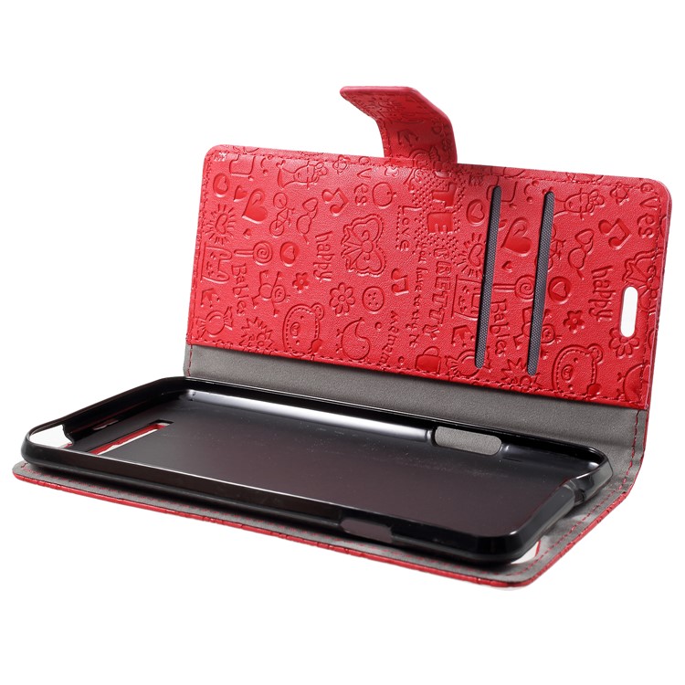 Cartoon Graffiti Flip Leather Wallet Stand Shell for Wileyfox Spark X - Red-5