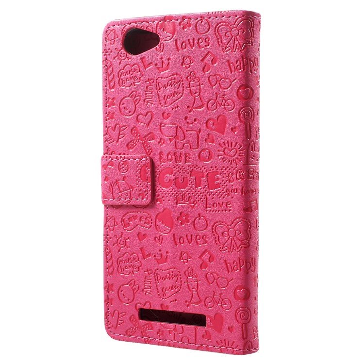Cartoon Graffiti Flip Leather Wallet Stand Casing for Wileyfox Spark X - Rose-3