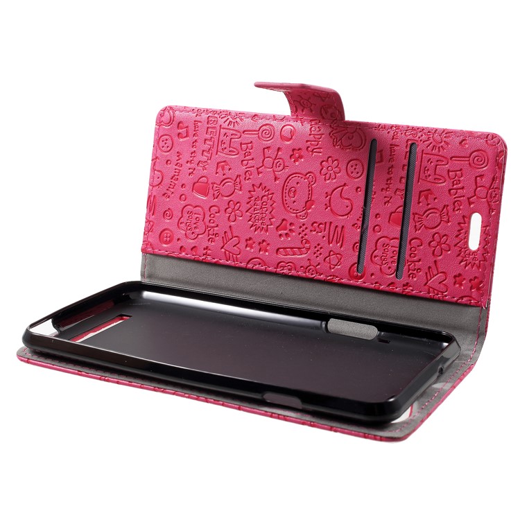 Cartoon Graffiti Flip Leather Wallet Stand Casing for Wileyfox Spark X - Rose-5