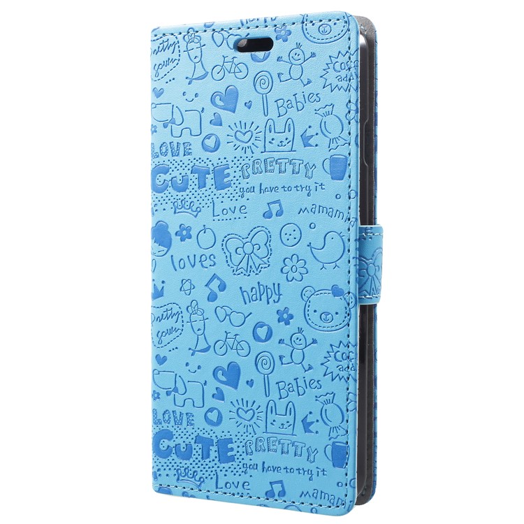 Cartoon Graffiti Flip Leather Wallet Stand Mobile Phone Case for Wileyfox Spark X - Blue-2