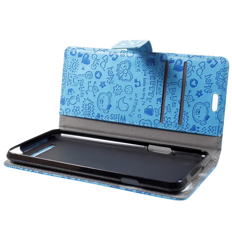 Cartoon Graffiti Flip Leather Wallet Stand Mobile Phone Case for Wileyfox Spark X - Blue-5