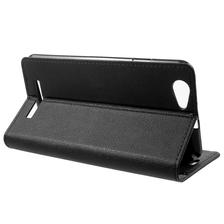 Wallet Stand Flip Leather Phone Case for Wileyfox Spark X - Black-4