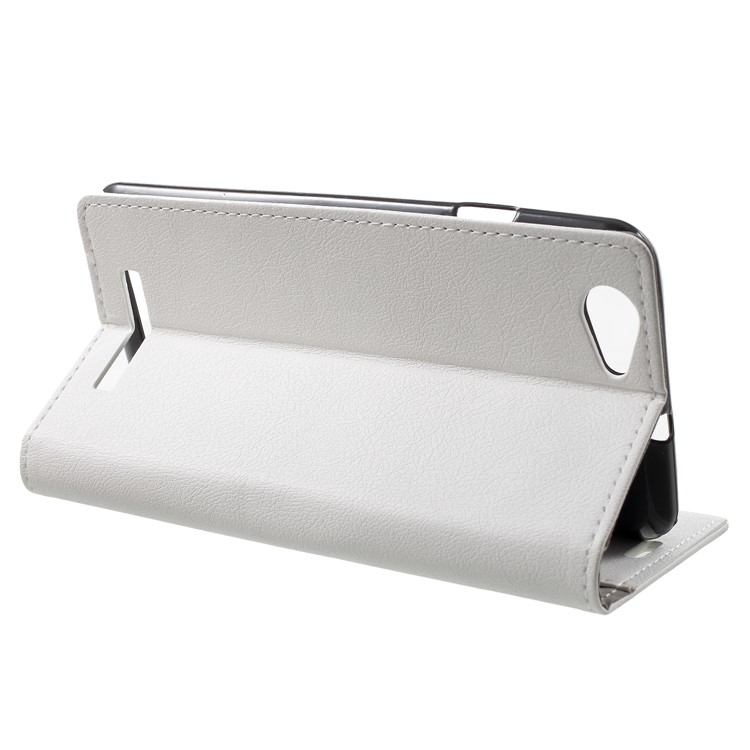 Wallet Stand Flip Leather Phone Cover for Wileyfox Spark X - White-4