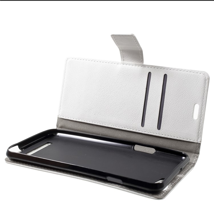 Wallet Stand Flip Leather Phone Cover for Wileyfox Spark X - White-5