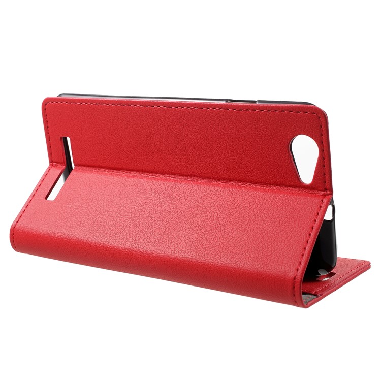 Wallet Stand Flip Leather Phone Shell for Wileyfox Spark X - Red-4