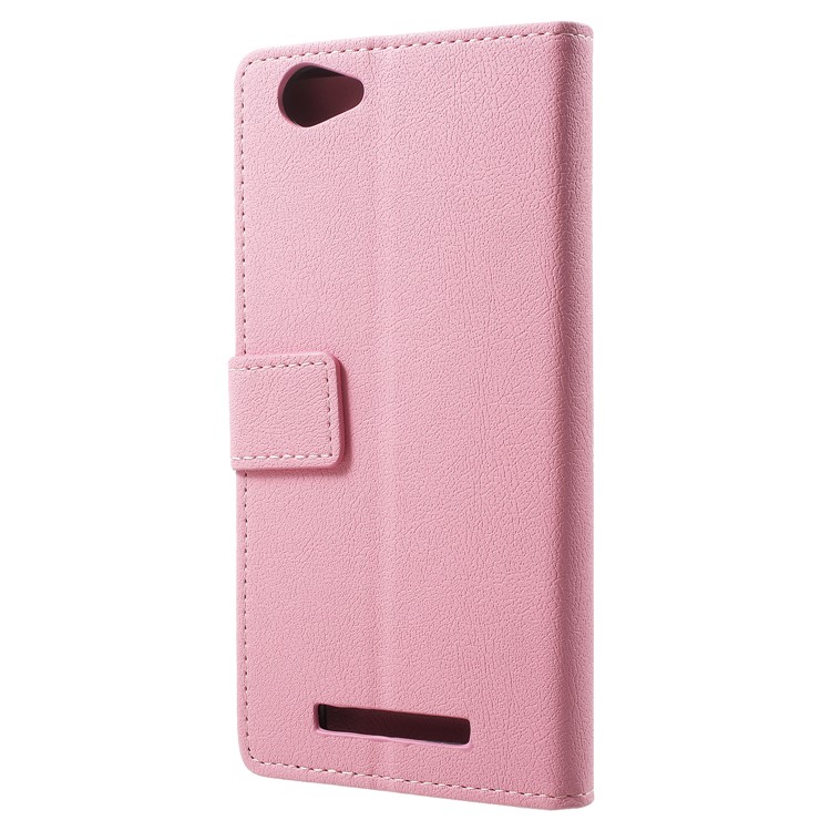 Wallet Stand Flip Leather Case Accessory for Wileyfox Spark X - Pink-3