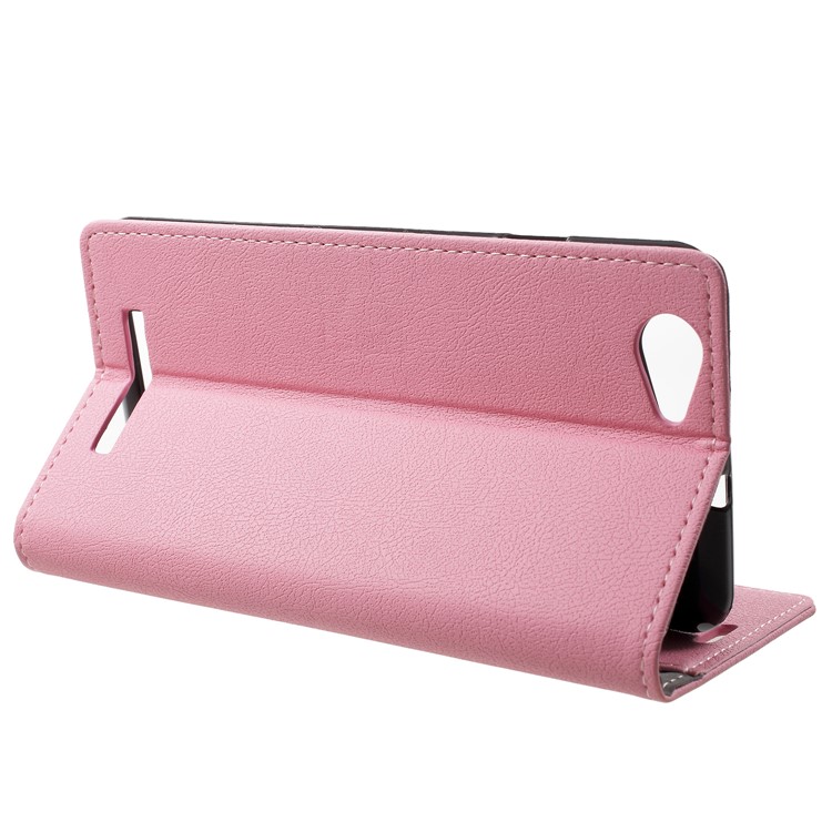 Wallet Stand Flip Leather Case Accessory for Wileyfox Spark X - Pink-4