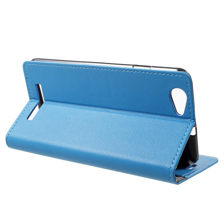 Wallet Stand Flip Leather Cellphone Cover Case for Wileyfox Spark X - Blue-4