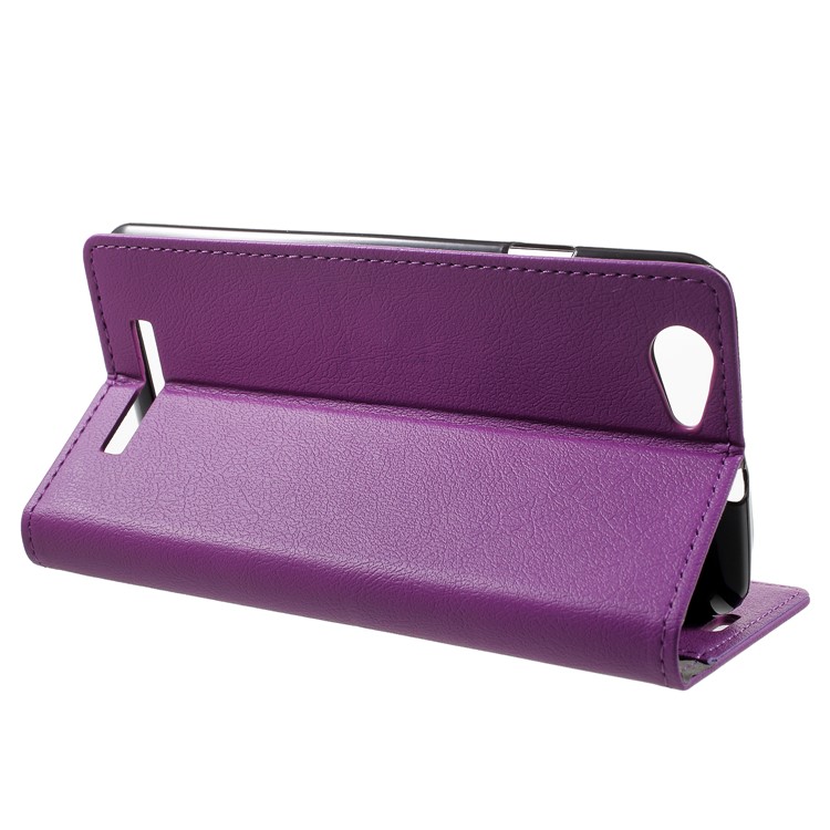 Wallet Stand Flip Leather Mobile Casing for Wileyfox Spark X - Purple-4