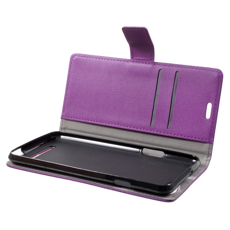 Wallet Stand Flip Leather Mobile Casing for Wileyfox Spark X - Purple-5