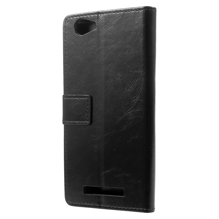 Crazy Horse Texture Wallet Stand Leather Case for Wileyfox Spark X - Black-3